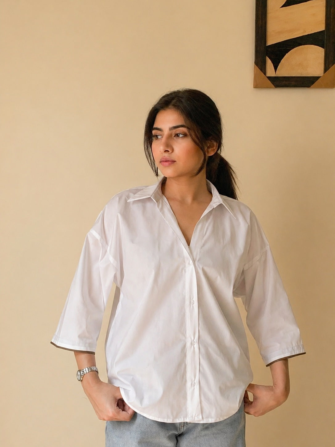 Basic White Button-Down Shirt