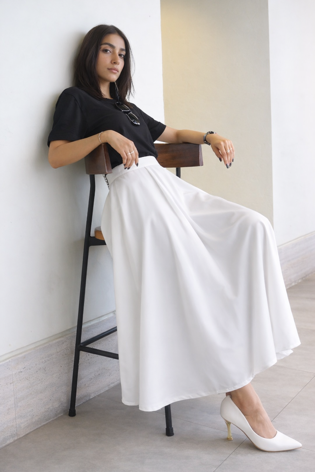 SERENE White Flared Skirt