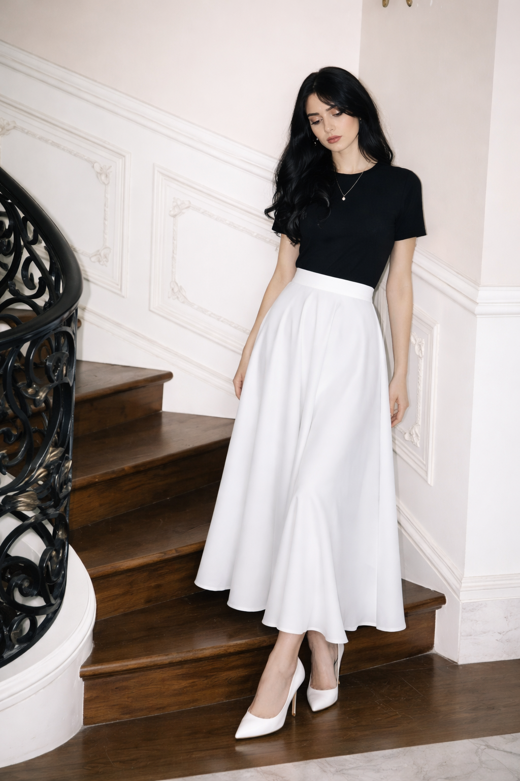 SERENE White Flared Skirt