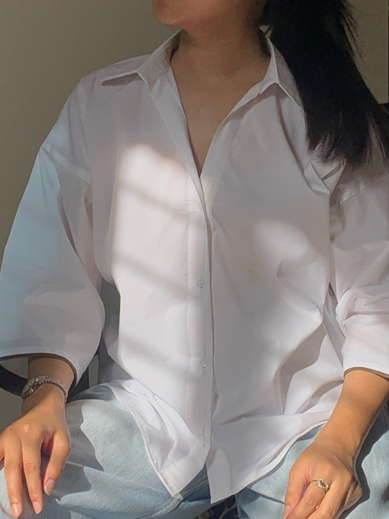 Basic White Button-Down Shirt